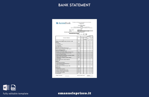 modello Excel di estratto conto bancario (inglese) di accesso all'Azerbaigian in